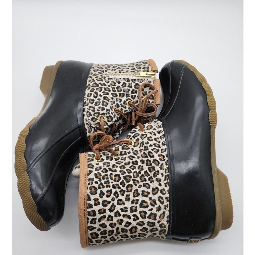 Sperry Womens Size 9.5 Saltwater Animal Print Textile Multi Duck Boots - Picture 9 of 11